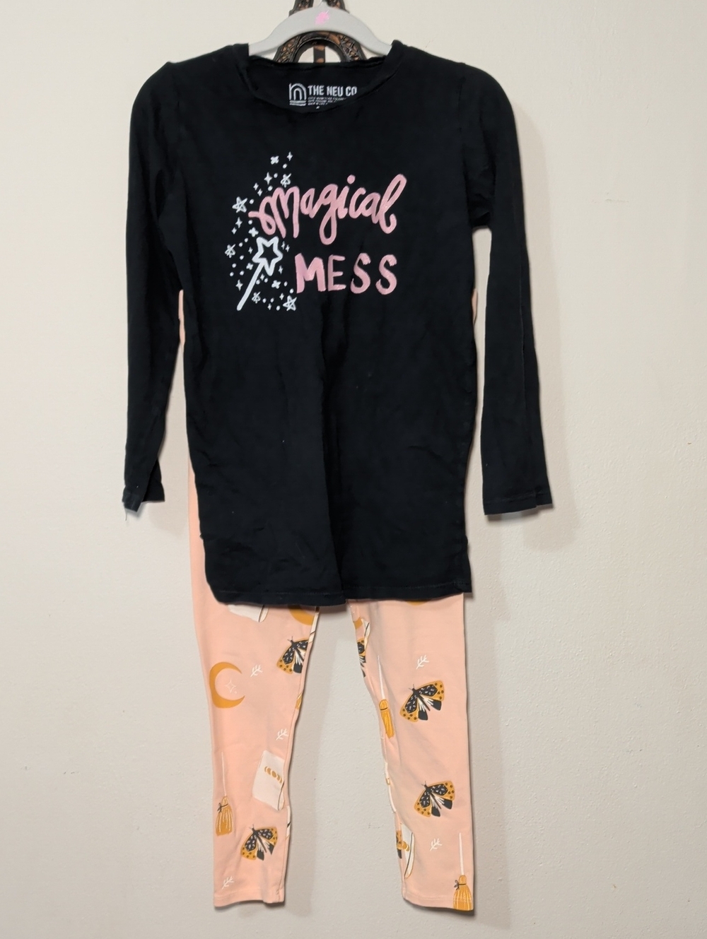 Magical Mess Halloween Set - Black Top Orange Pants 100% Cotton Girls Size 8-9